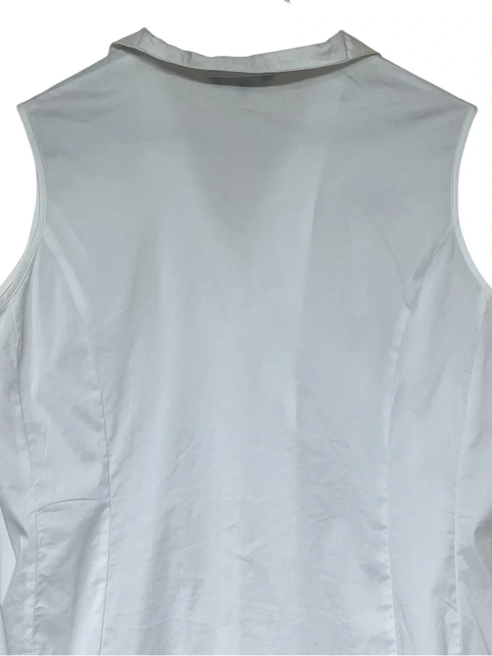Misook white stretch cotton sleeveless collared button front top - Picture 4 of 9
